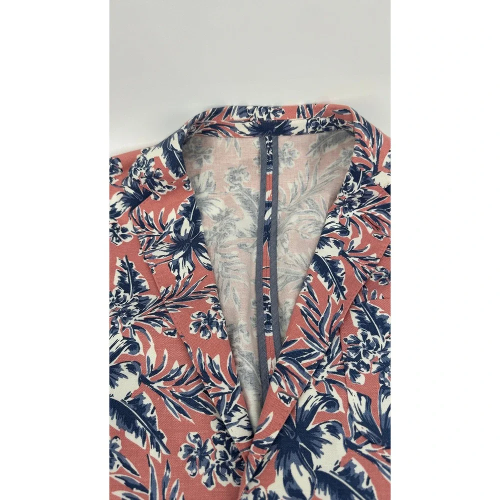 Vineyard Vines Linen Blend Sport Coat Mens 42L Hawaiian Pink Navy Floral Preppy